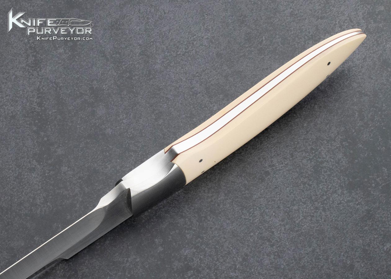 Russell Easler Custom Knife Denise Kondria Scrimshawed Micarta Fighter with Leather Sheath 15873