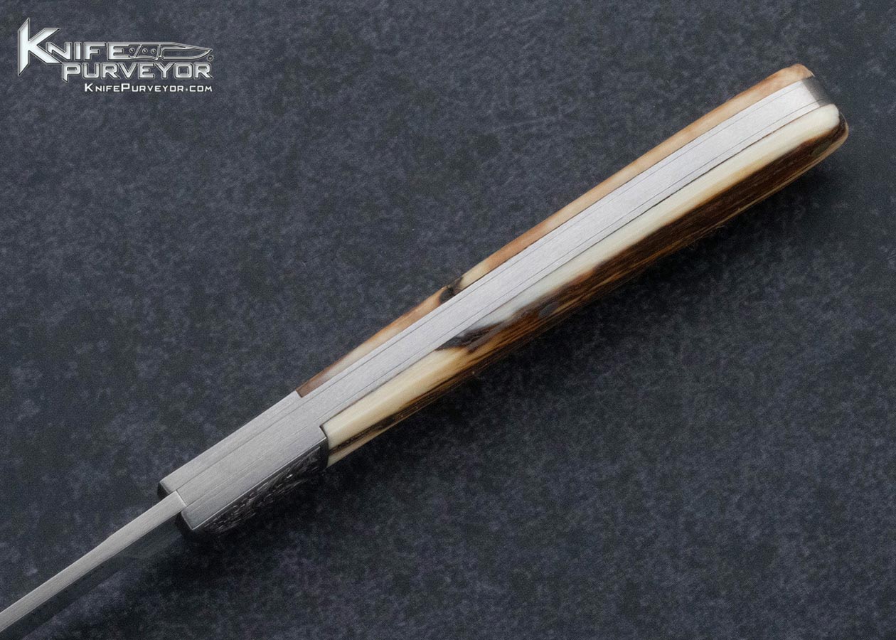 Tim Britton Custom Knife Jim Small Engraved Mammoth Slipjoint with Gold Inlays - Image 5