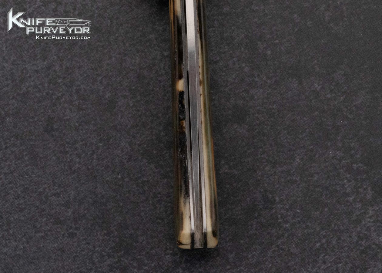 Tim Britton Custom Knife Jim Small Engraved Mammoth Slipjoint with Gold Pinned Bolsters - Image 7