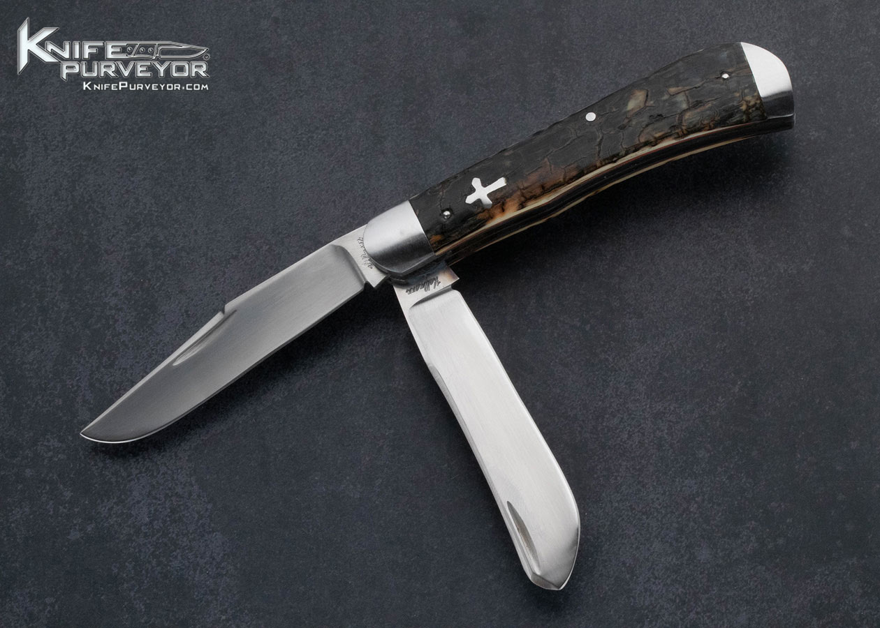 Wendell-Halfmann-Custom-Knife-2-Bladed-Mammoth-Slip-Joint-with-Half-Stops-15832