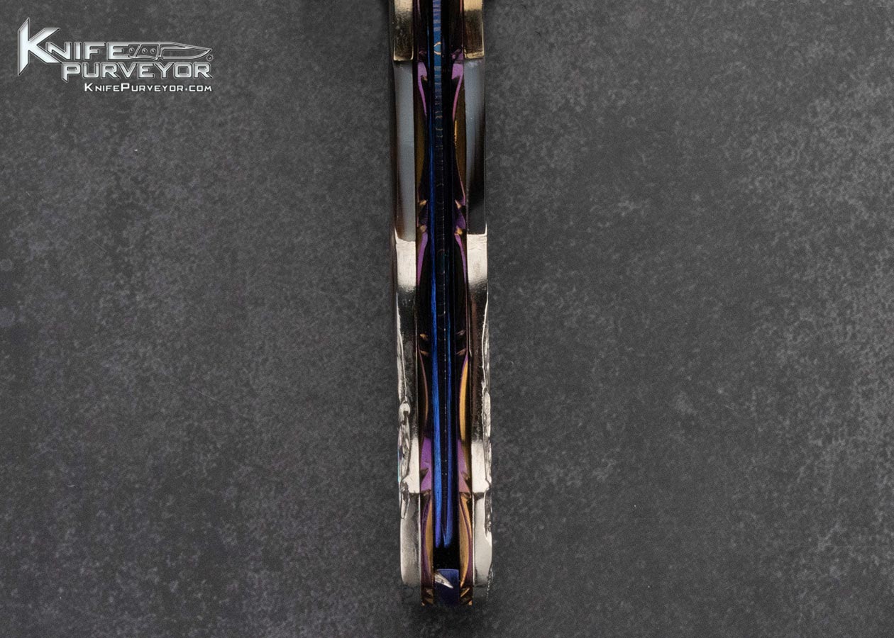 Suchat Jangtanong Custom Knife Pearl and Blued Damascus Linerlock - Image 7