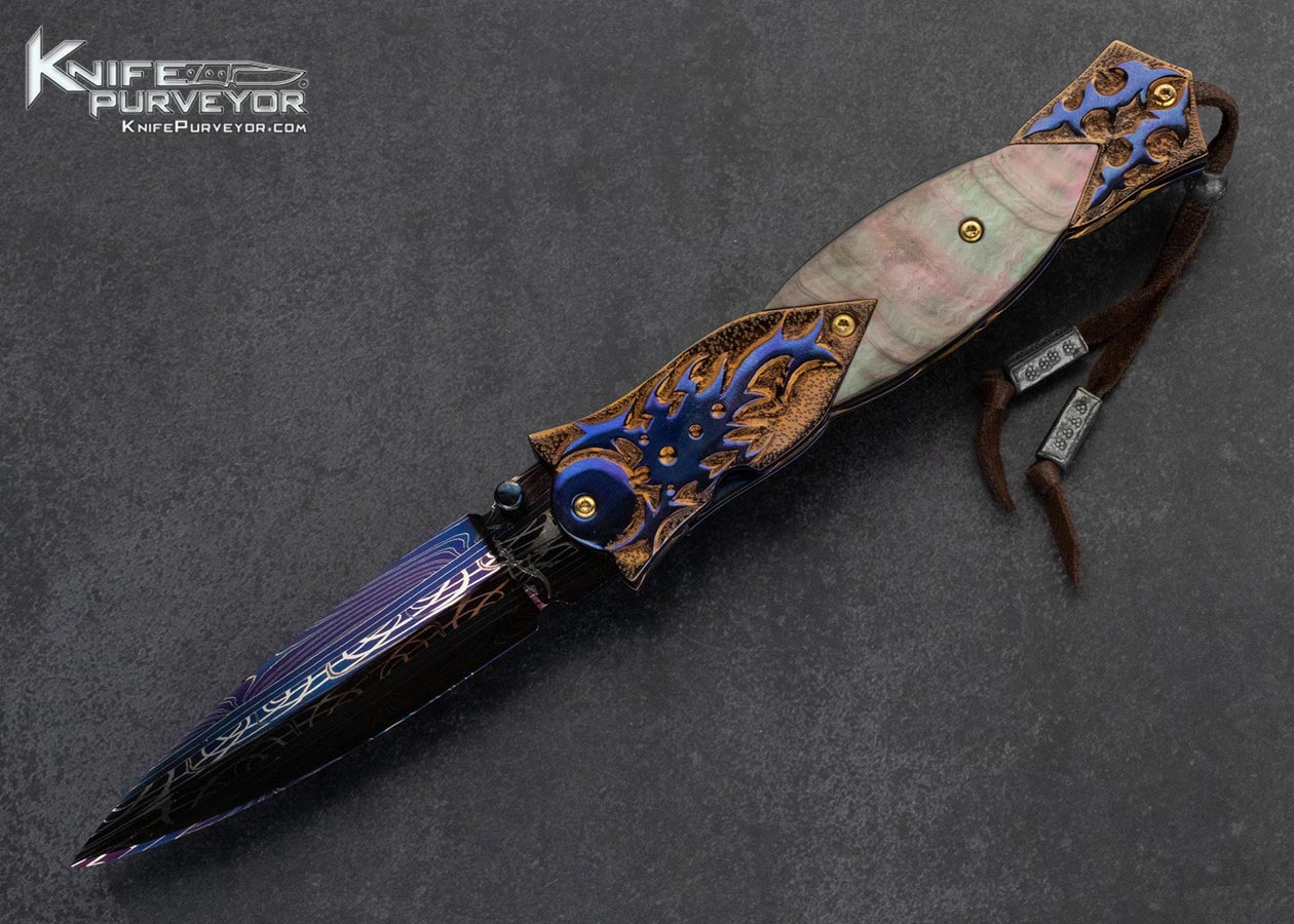 Suchat Jangtanong Custom Knife Multi Pearl and Damascus Linerlock 16048