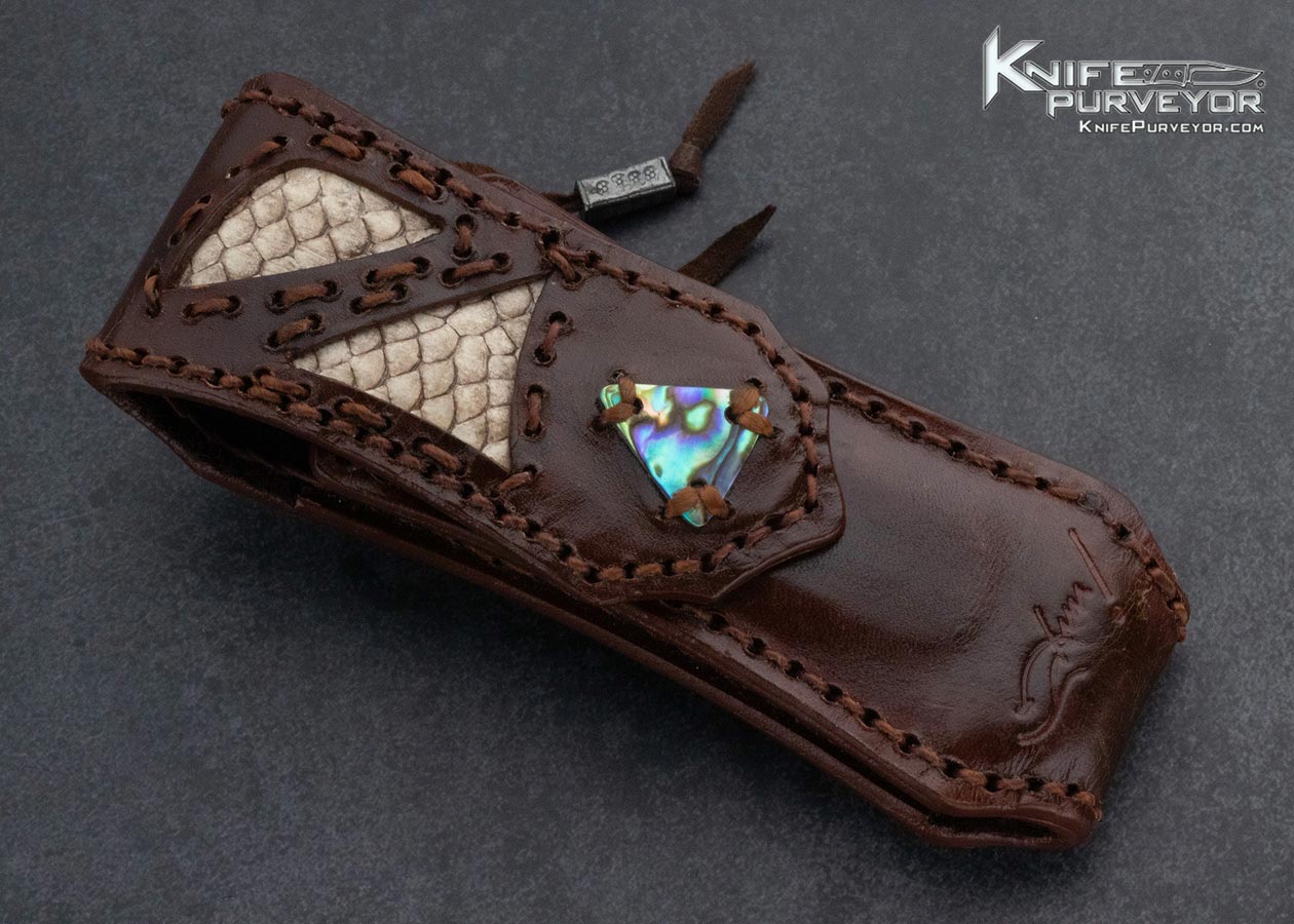 Suchat Jangtanong Custom Knife Black Lip Tahitian Pearl and Damascus Linerlock - Image 8