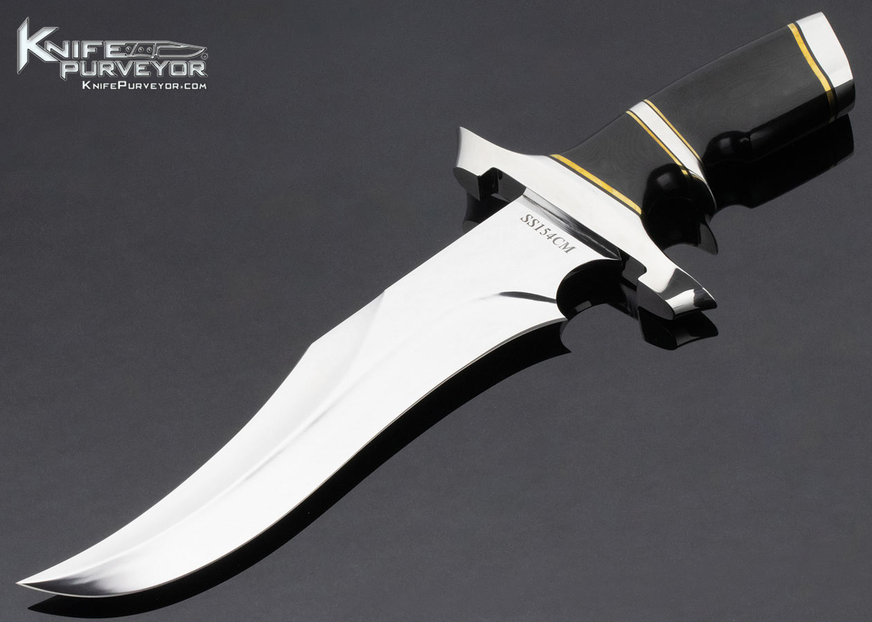 Bill Luckett Custom Knife Subhilt Battle Bowie with Micarta and Brass and Nickel Silver Spacers with False Top Edge