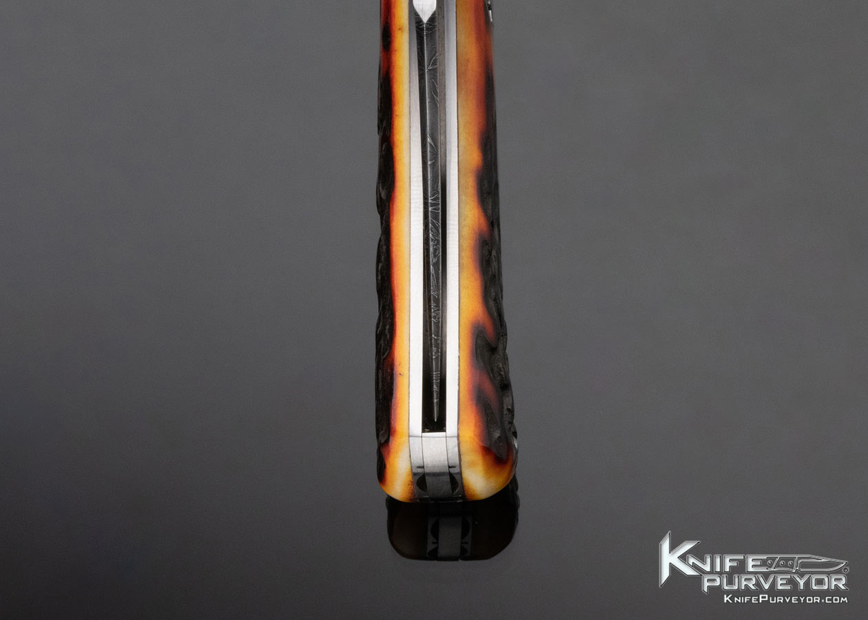 Chris-Sharp-Custom-Knife--Sole-Authorship-Damascus-Amber-Stag-Trapper-Slipjoint-12955-open12955