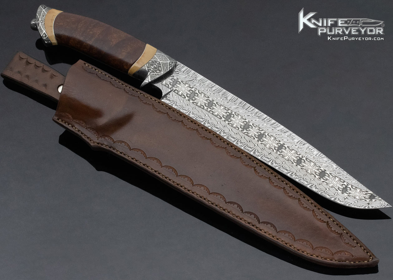 Conny-Persson-Custom-Knife-Ironwood-Mosaic-Damasteel-Damascus-12767-w-sheath 12767