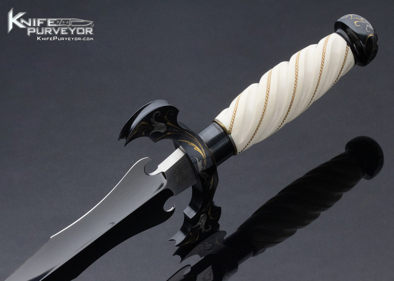 Curt Erickson Custom Knife Fluted with Braided Gold Wire Blued Guard with Gold Inlays - Image 5