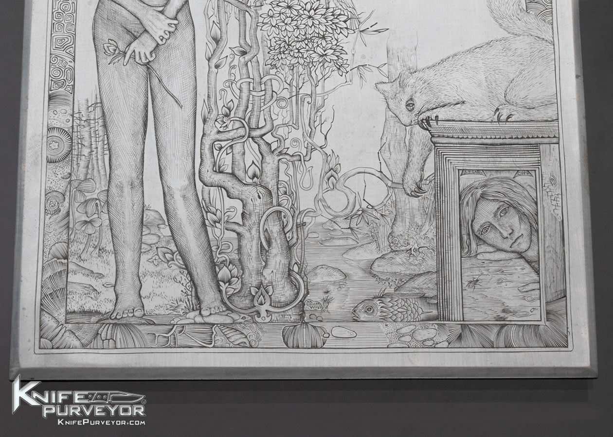 Dan Wilkerson Original Hand Engraved Zinc Art Plate Woman Naked in Woods 16552