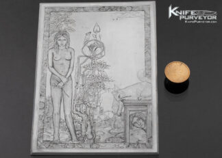 Dan Wilkerson Original Hand Engraved Zinc Art Plate Woman Naked in Woods 16552
