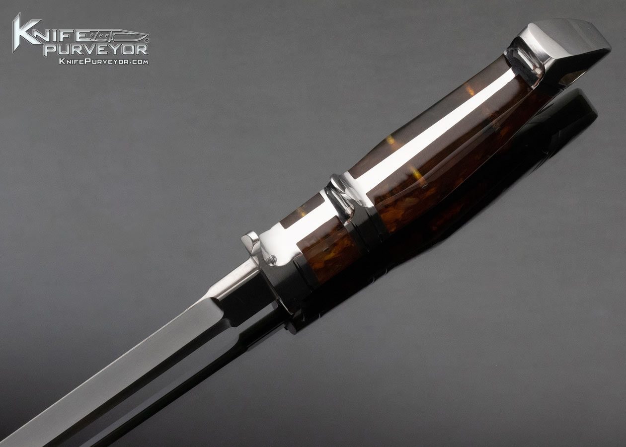 Dietmar Kressler Custom Knife 2022 Arts in Metal Baltic Gem Grade Amber Integral Subhilt Fighter - Image 6