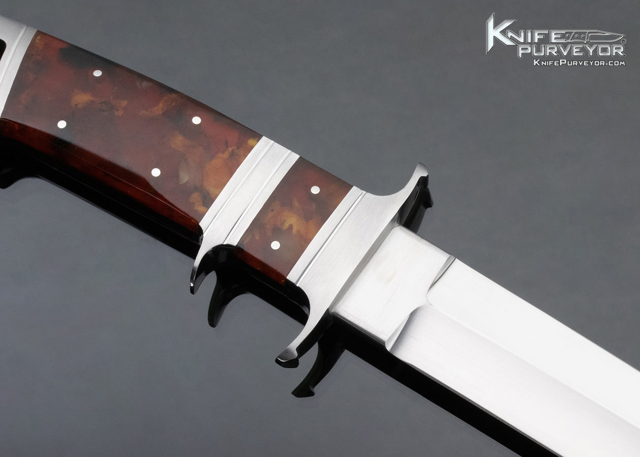 Dietmar Kressler Custom Knife 2022 Arts in Metal Baltic Gem Grade Amber Integral Subhilt Fighter - Image 4