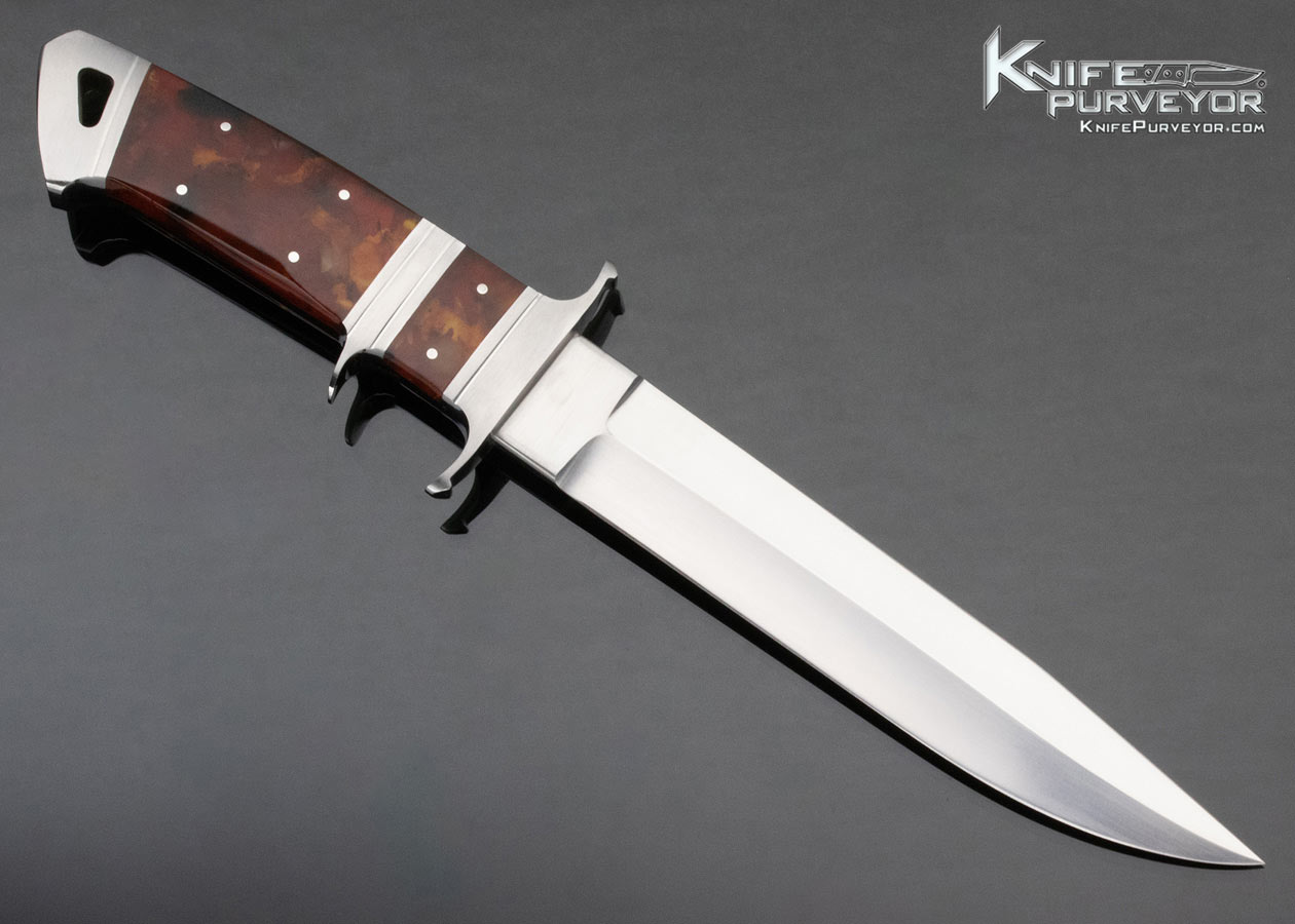 Dietmar Kressler Custom Knife 2022 Arts in Metal Baltic Gem Grade Amber Integral Subhilt Fighter - Image 3
