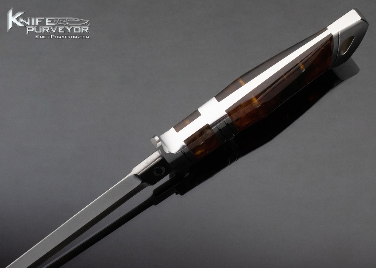 Dietmar Kressler Custom Knife 2022 Arts in Metal Baltic Gem Grade Amber Integral Subhilt Fighter - Image 5