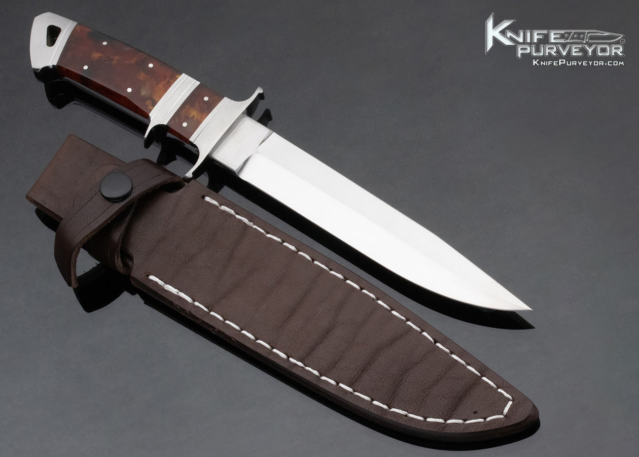 Dietmar Kressler Custom Knife 2022 Arts in Metal Baltic Gem Grade Amber Integral Subhilt Fighter - Image 7