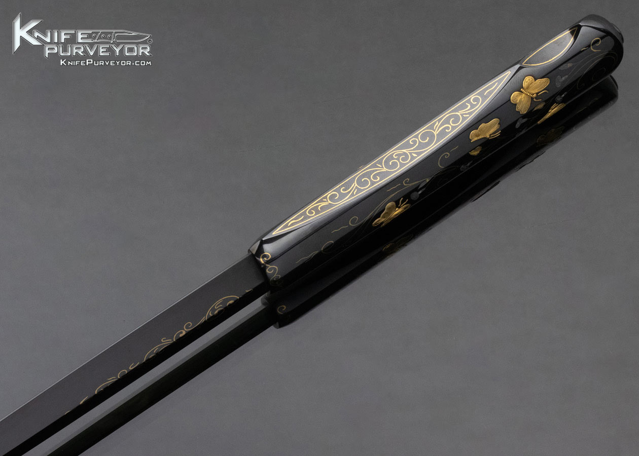 Dr_-Fred-Carter-Custom-Knife-Sole-Authorship-Engraved-Blued-Steel-Dagger-with-24KT-Gold-Inlaid-Butterflies-12795-open
