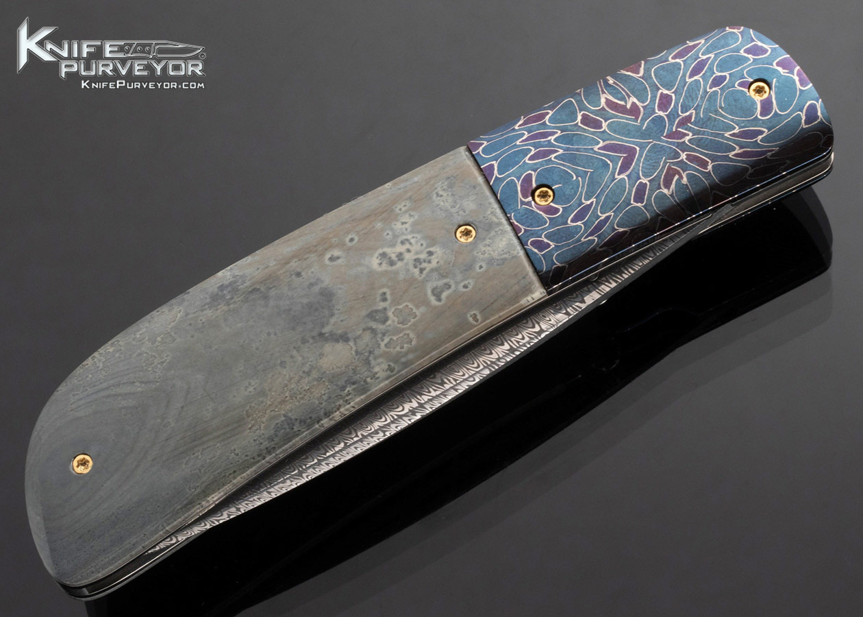 Gayle Bradley Custom Knife Damasteel, Blued Chris Marks Damascus and Mammoth Linerlock - Image 2