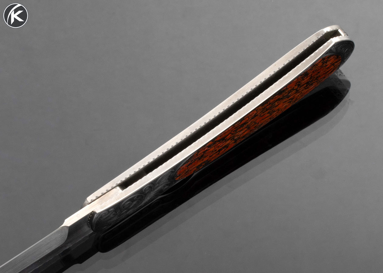 Harvey McBurnette Custom Knife Sole Authorship Engraved Fossilized Dinosaur Bone Interframe Lockback - Image 6