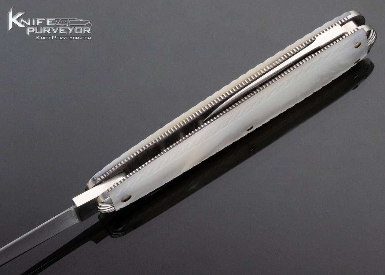 Joel Chamblin Custom Knife Fluted Mother of Pearl Triple Bladed Gentleman's Slipjoint - Image 7
