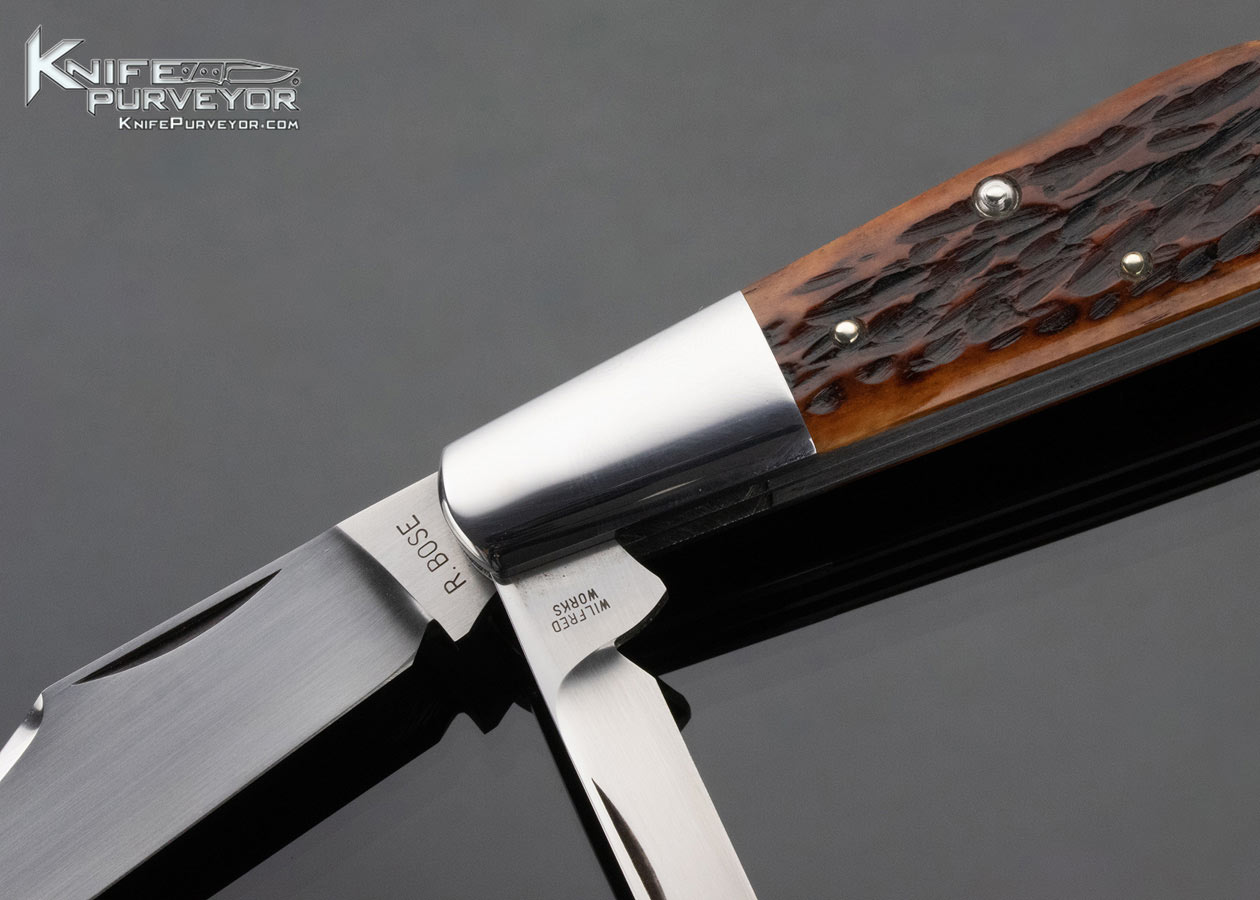 Reese Bose Custom Knife 2 Bladed Jigged Bone Barlow Slipjoint #3 - Image 2