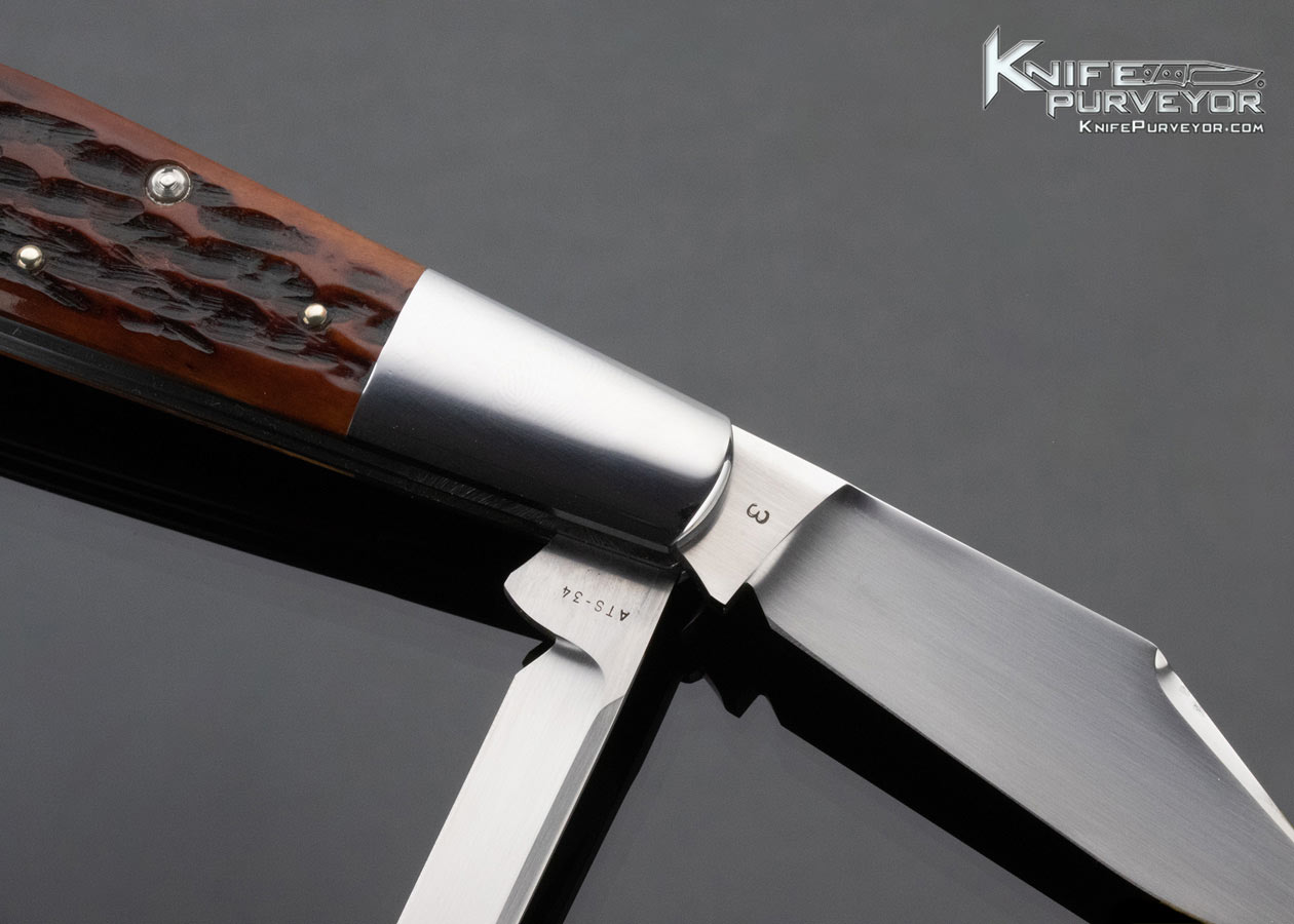 Reese Bose Custom Knife 2 Bladed Jigged Bone Barlow Slipjoint #3 - Image 4