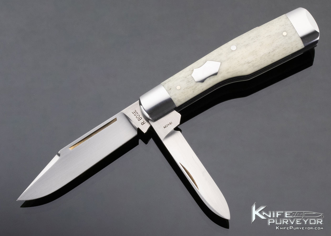 Reese-Bose-Custom-Knife-Two-Bladed-Giraffe-Bone-Slipjoint-#-6-12742-open 12742