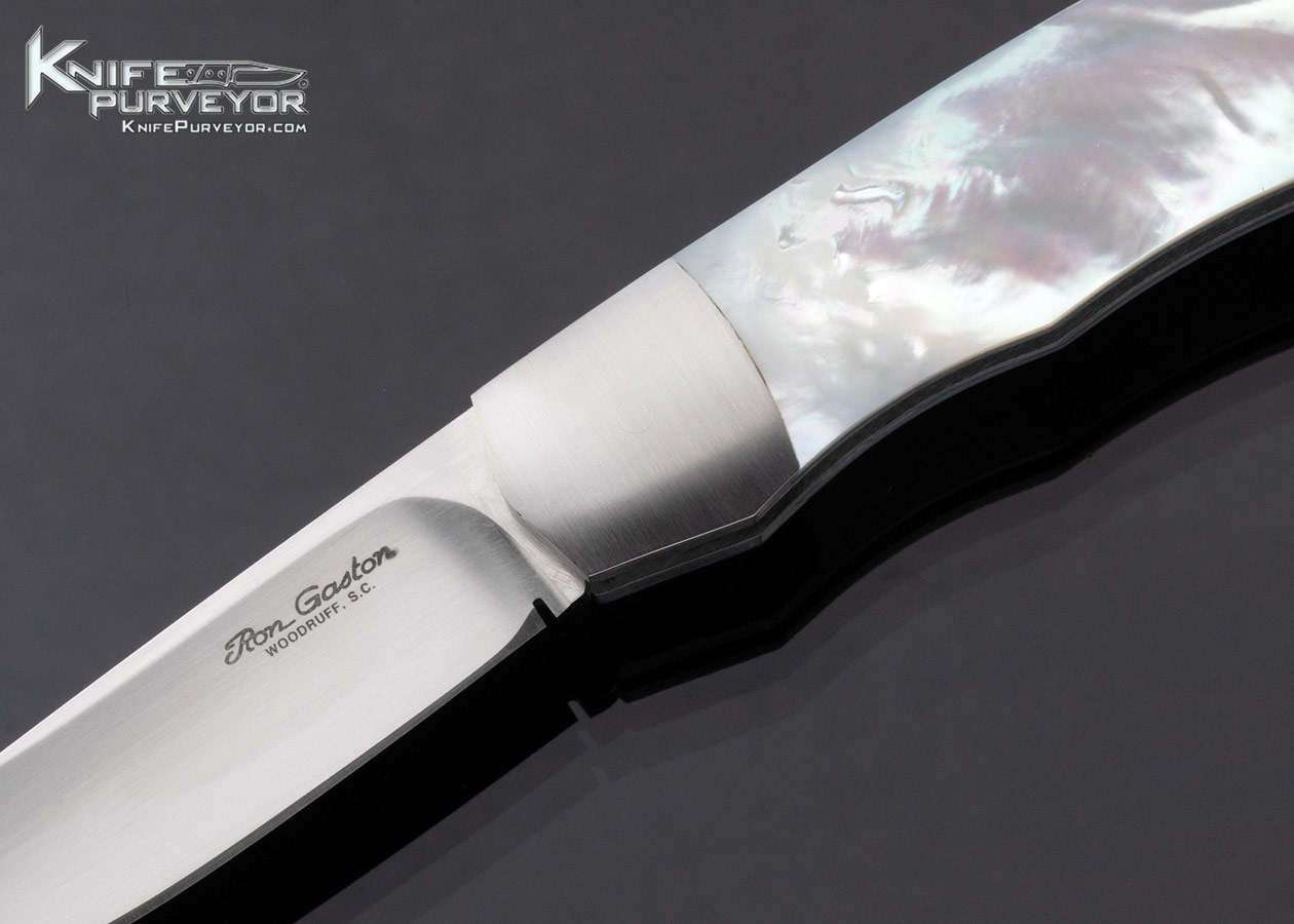 Ron Gaston Custom Knife Mother of Pearl Slip Joint with Half Stop - Image 2