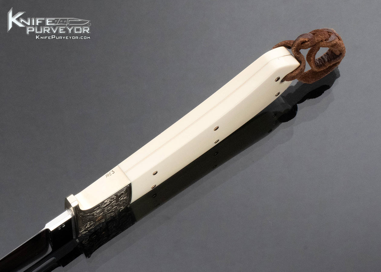 Ron Lake Custom Knife Mammoth Fixed Blade with Leather Sheath Engraved by Ron Skaggs 16329