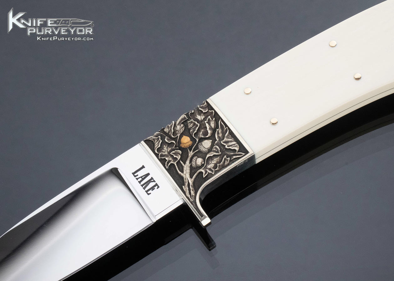 Ron Lake Custom Knife Mammoth Fixed Blade with Leather Sheath Engraved by Ron Skaggs - Image 2