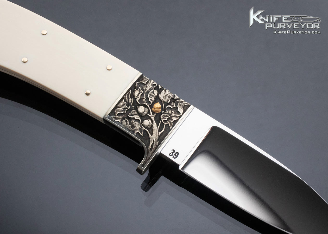 Ron Lake Custom Knife Mammoth Fixed Blade with Leather Sheath Engraved by Ron Skaggs - Image 3