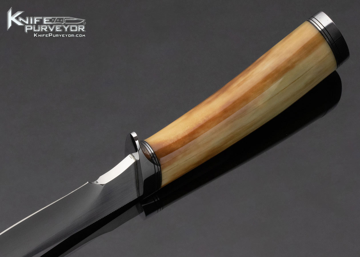 Schuyler Lovestrand Custom Knife Fixed Blade Stainless Steel and Fossilized Walrus - Image 6