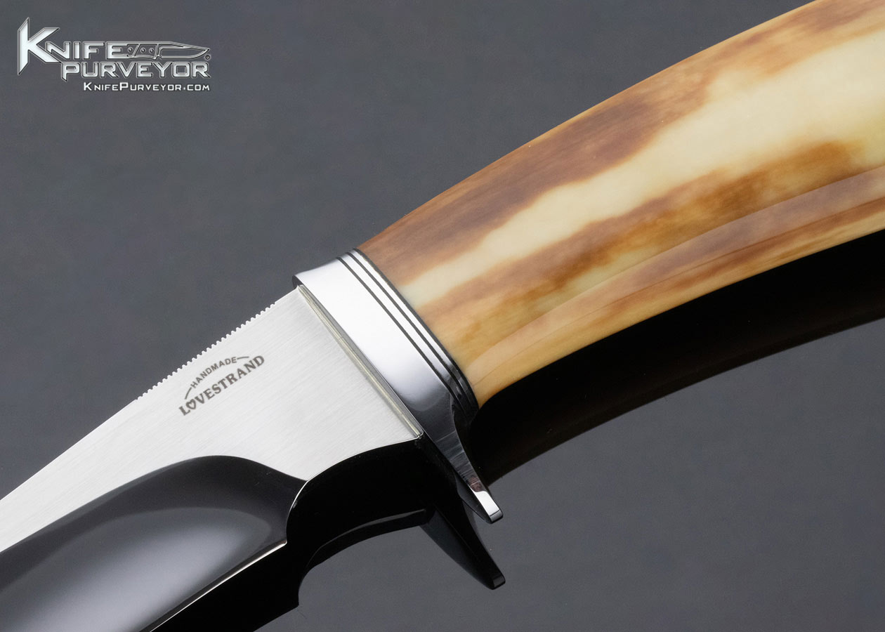 Schuyler Lovestrand Custom Knife Fixed Blade Stainless Steel and Fossilized Walrus - Image 2