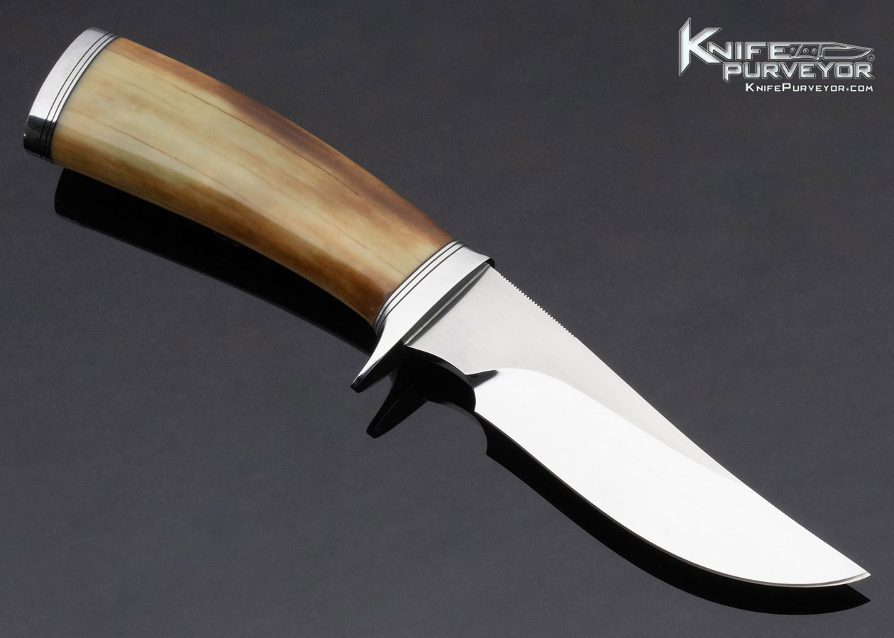 Schuyler Lovestrand Custom Knife Fixed Blade Stainless Steel and Fossilized Walrus - Image 3