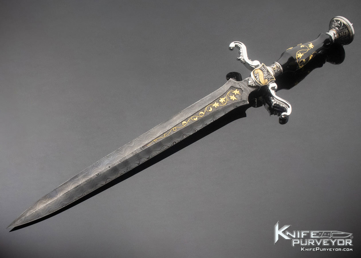 Shaun and Sharla Hansen Custom Knife Black Jade with Damascus and