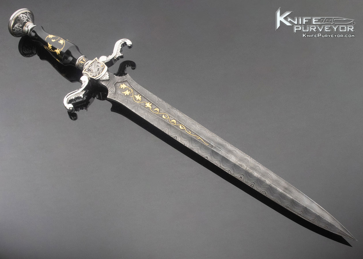 Shaun and Sharla Hansen Custom Knife Black Jade with Damascus and