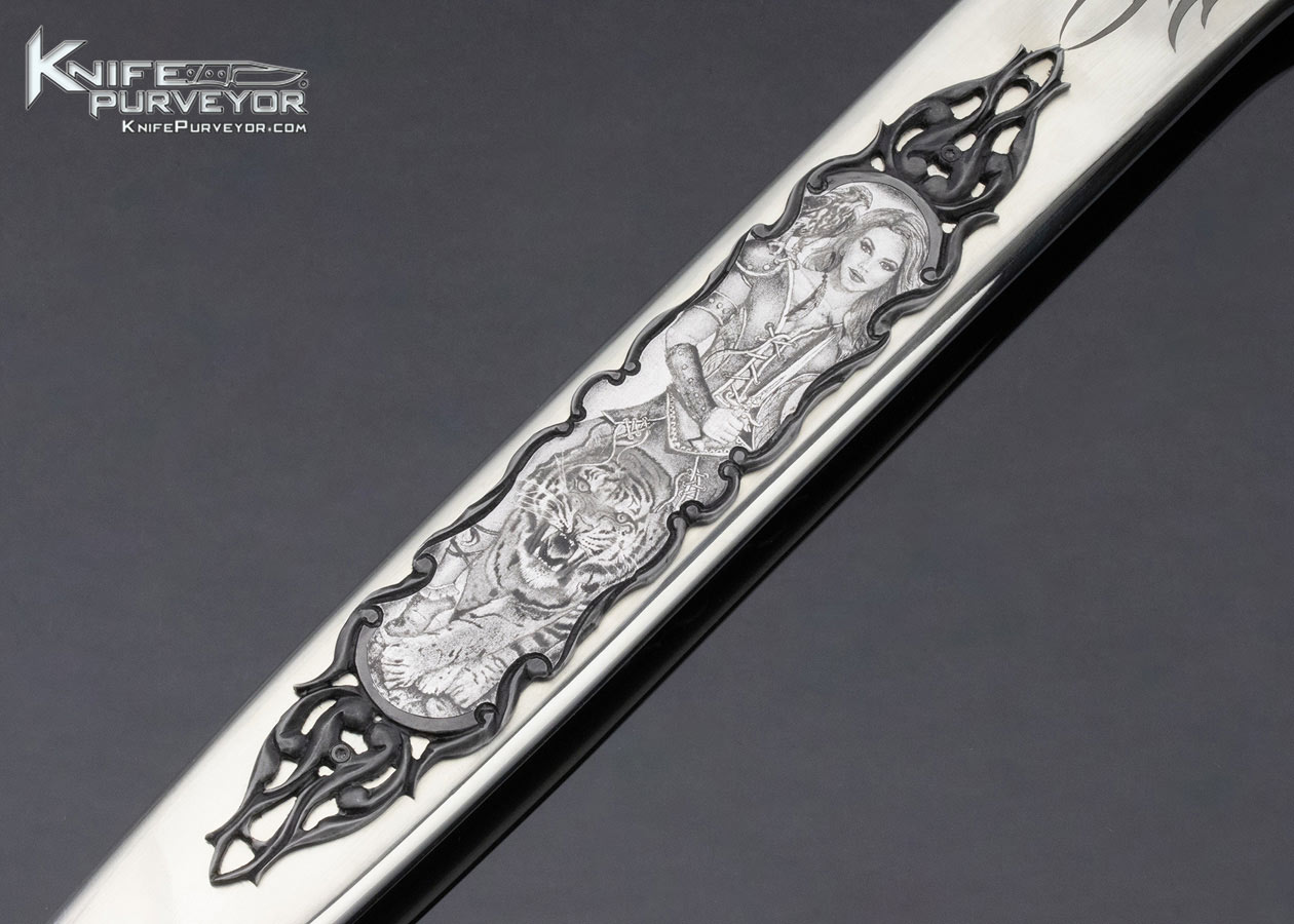 Shaun and Sharla Hansen Custom Knife Black Jade with Damascus and