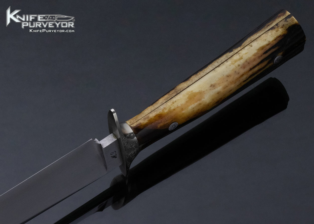 Steve-Dunn-Custom-Knife-Sole-Authorship-Engraved-Amber-Stag-Bowie-12838-open 12838