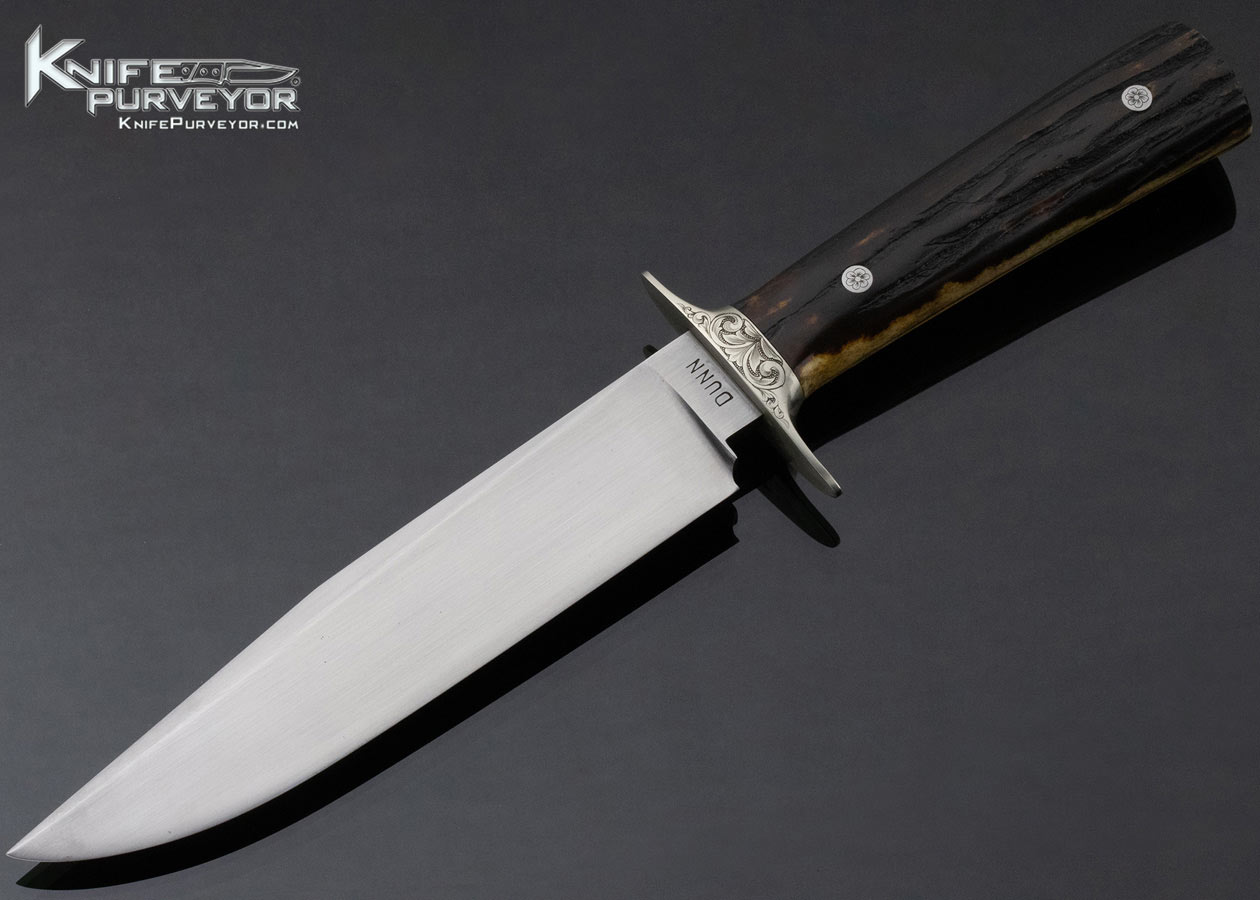 Steve-Dunn-Custom-Knife-Sole-Authorship-Engraved-Amber-Stag-Bowie-12838-open 12838