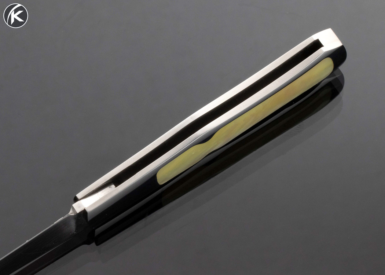 Steve Hoel Custom Knife South Sea Gold Lip Pearl Interframe Coke Bottle Lockback Dagger - Image 6