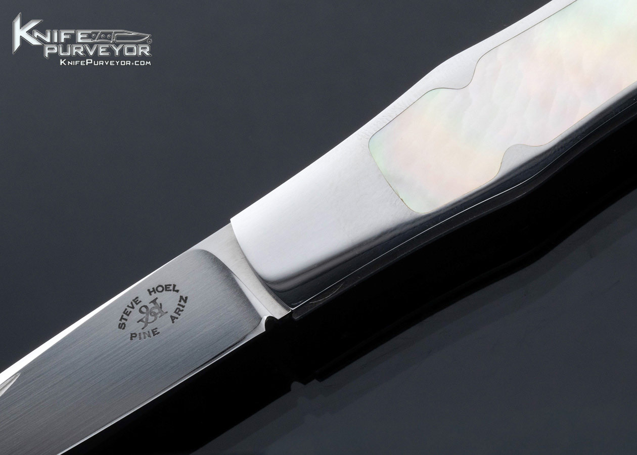 Steve Hoel Custom Knife South Sea Gold Lip Pearl Interframe Coke Bottle Lockback Dagger - Image 2
