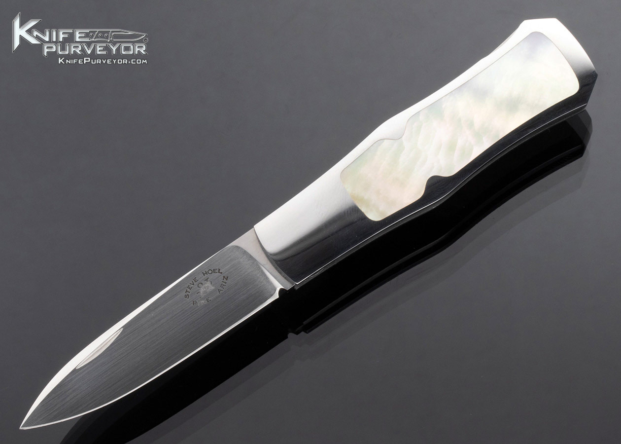 Steve Hoel Custom Knife South Sea Gold Lip Pearl Interframe Coke Bottle Lockback Dagger 16211