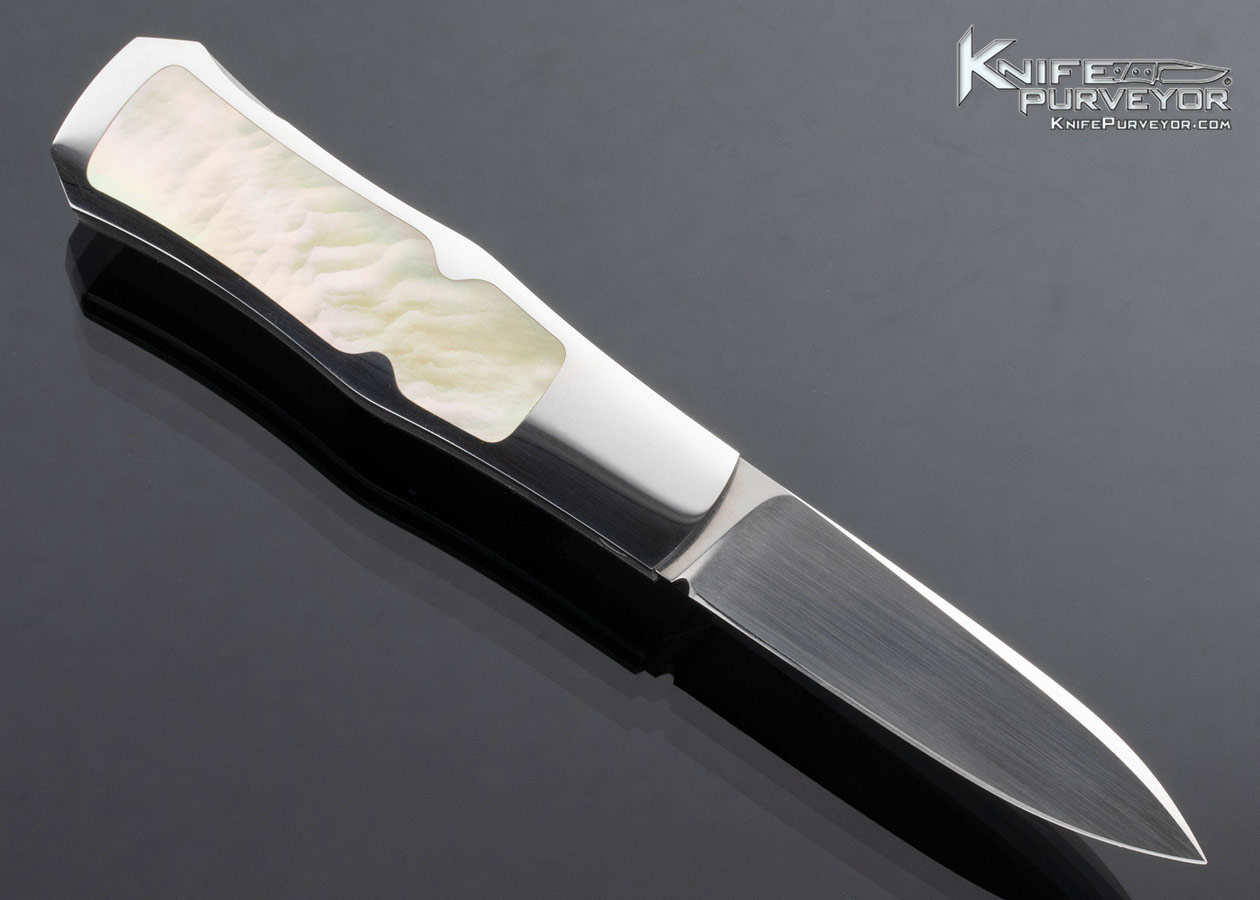 Steve Hoel Custom Knife South Sea Gold Lip Pearl Interframe Coke Bottle Lockback Dagger - Image 4