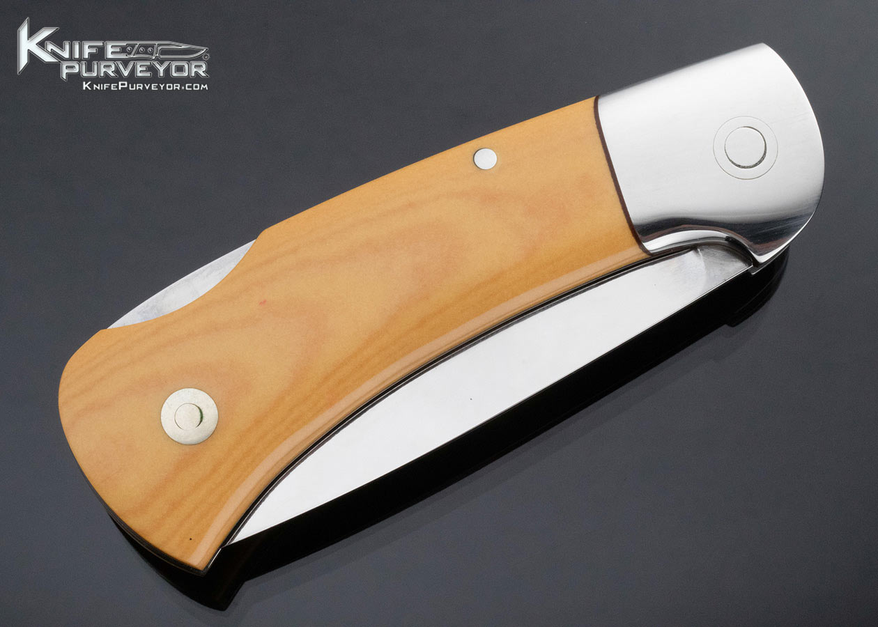 Ted Dowell Custom Knife Drop Point Stainless Bolster Yellow Micarta Scales - Image 4