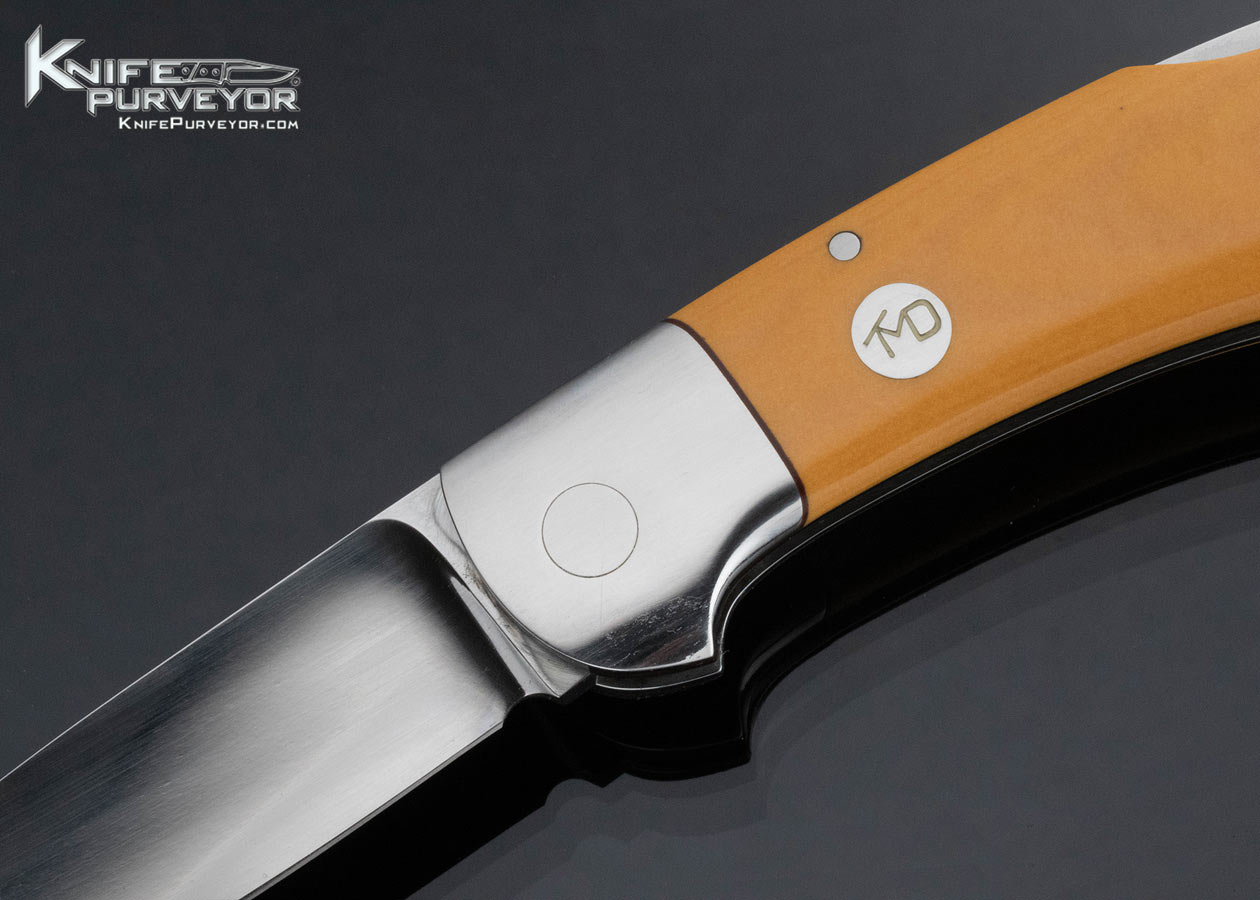 Ted Dowell Custom Knife Drop Point Stainless Bolster Yellow Micarta Scales - Image 2