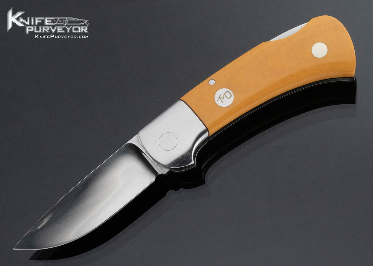 Ted Dowell Custom Knife Drop Point Stainless Bolster Yellow Micarta Scales 15998