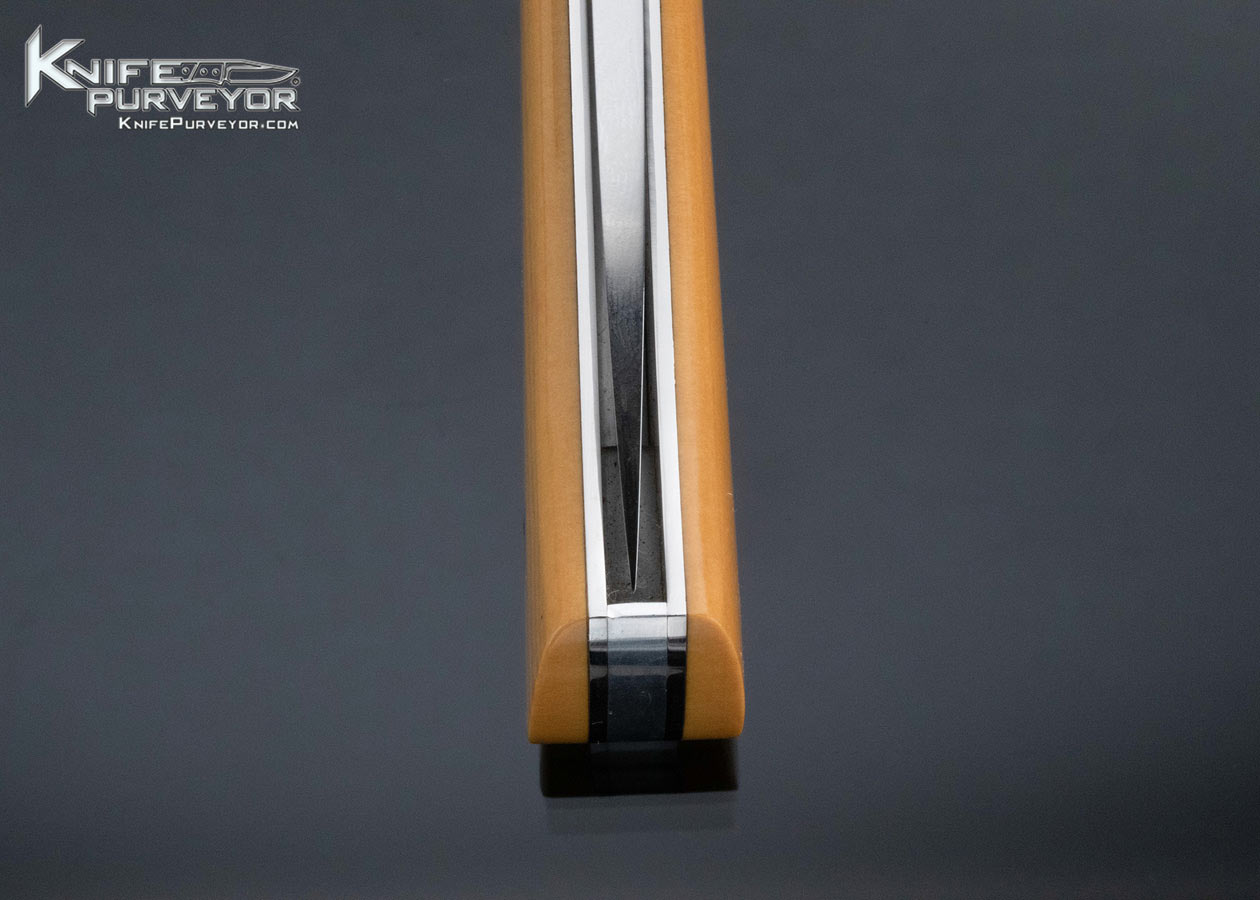 Ted Dowell Custom Knife Drop Point Stainless Bolster Yellow Micarta Scales - Image 7