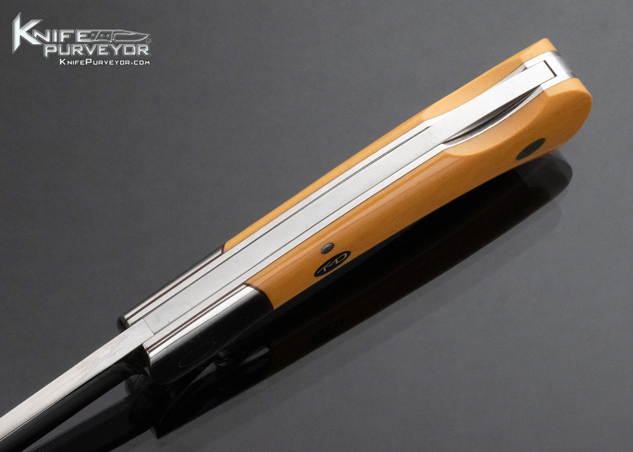 Ted Dowell Custom Knife Drop Point Stainless Bolster Yellow Micarta Scales - Image 5