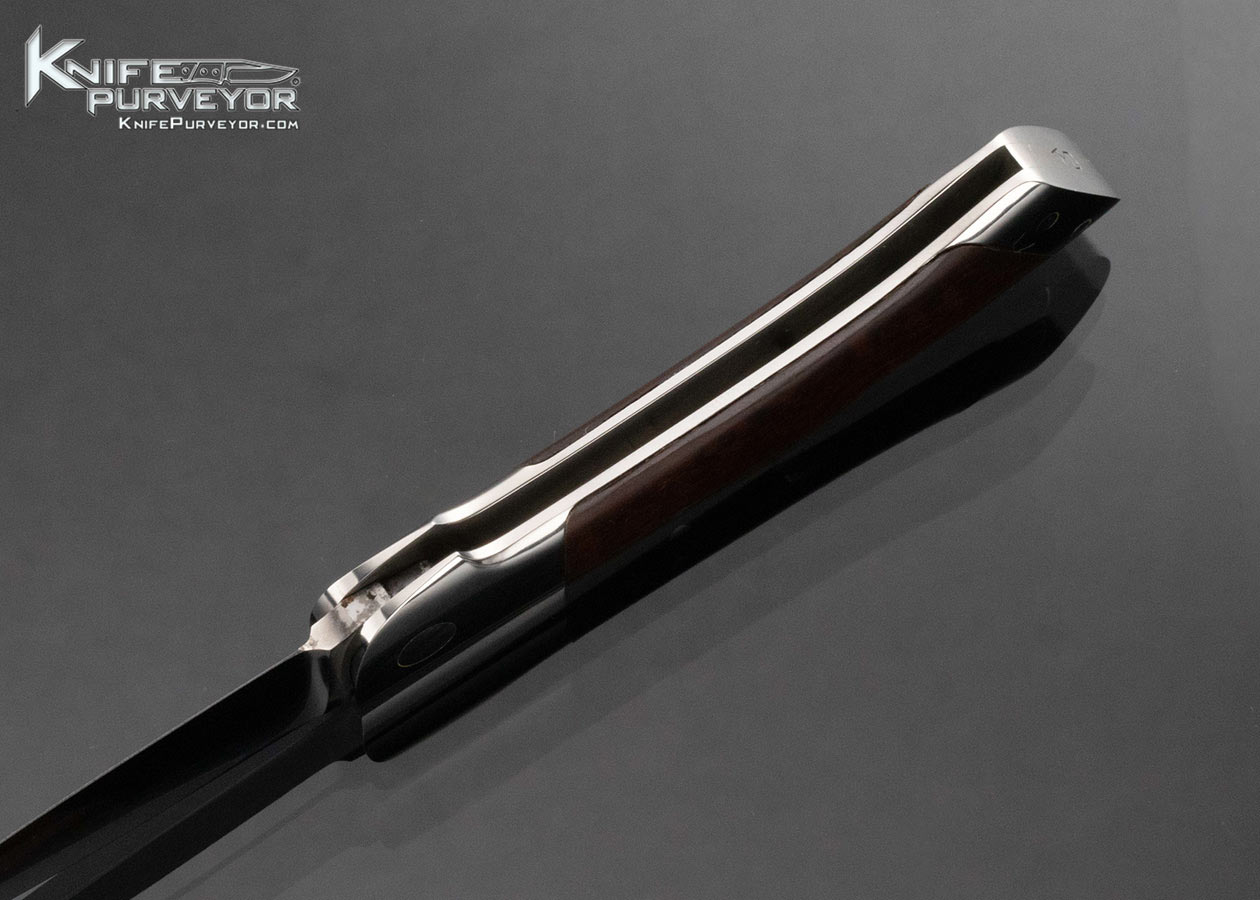 Ted Dowell Custom Knife Drop Point Stainless w Blackwood Scales and Reverse Bevels 15999