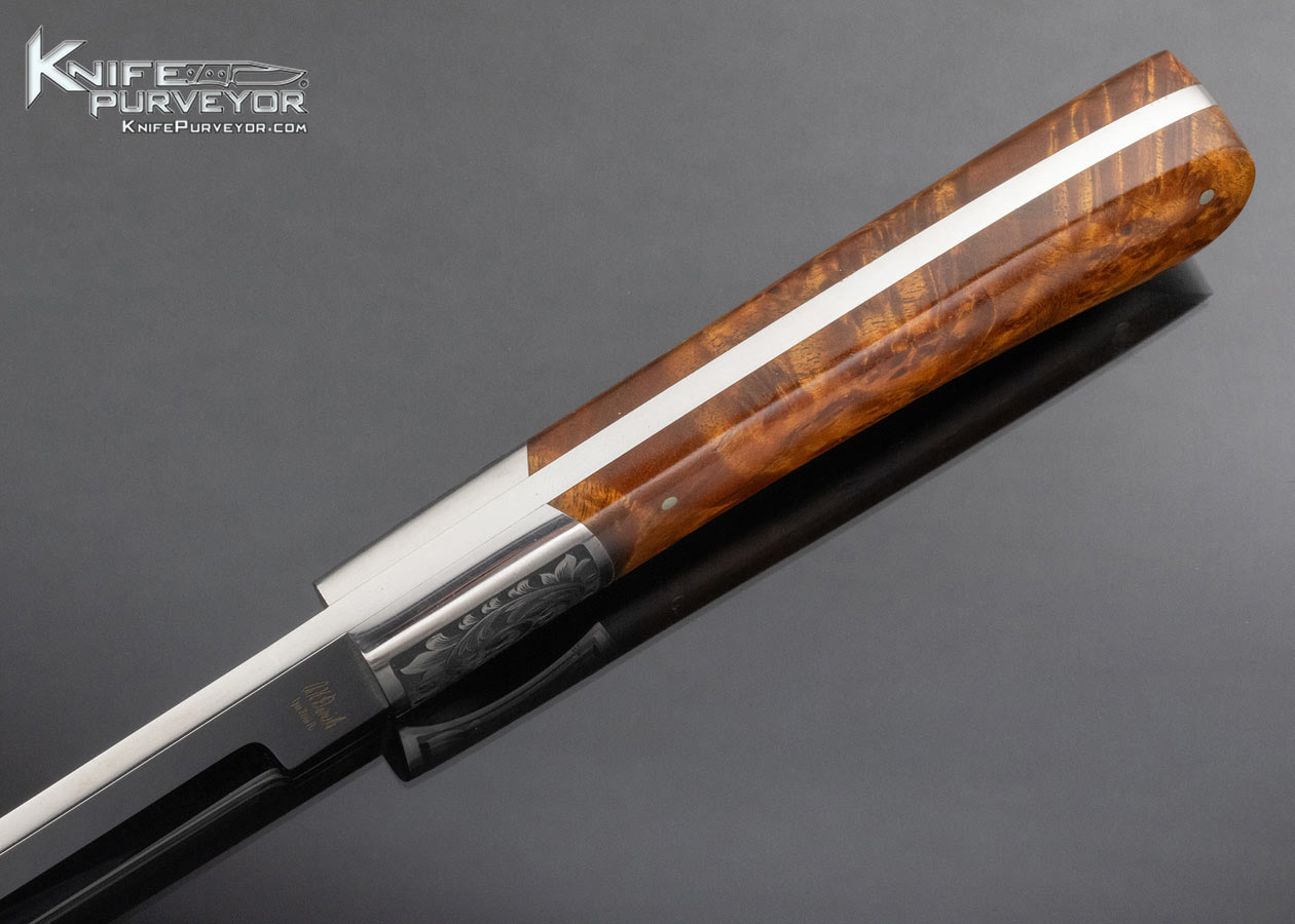 Alex Daniels Custom Knife Birdseye Maple Wood Upswept Skinner Engraved by Harry Limings - Image 4