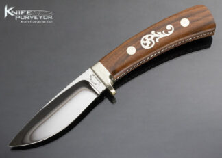 Buster Warenski Custom Knife Wood with Nickel Silver Inlaid Drop Point Hunter 15042