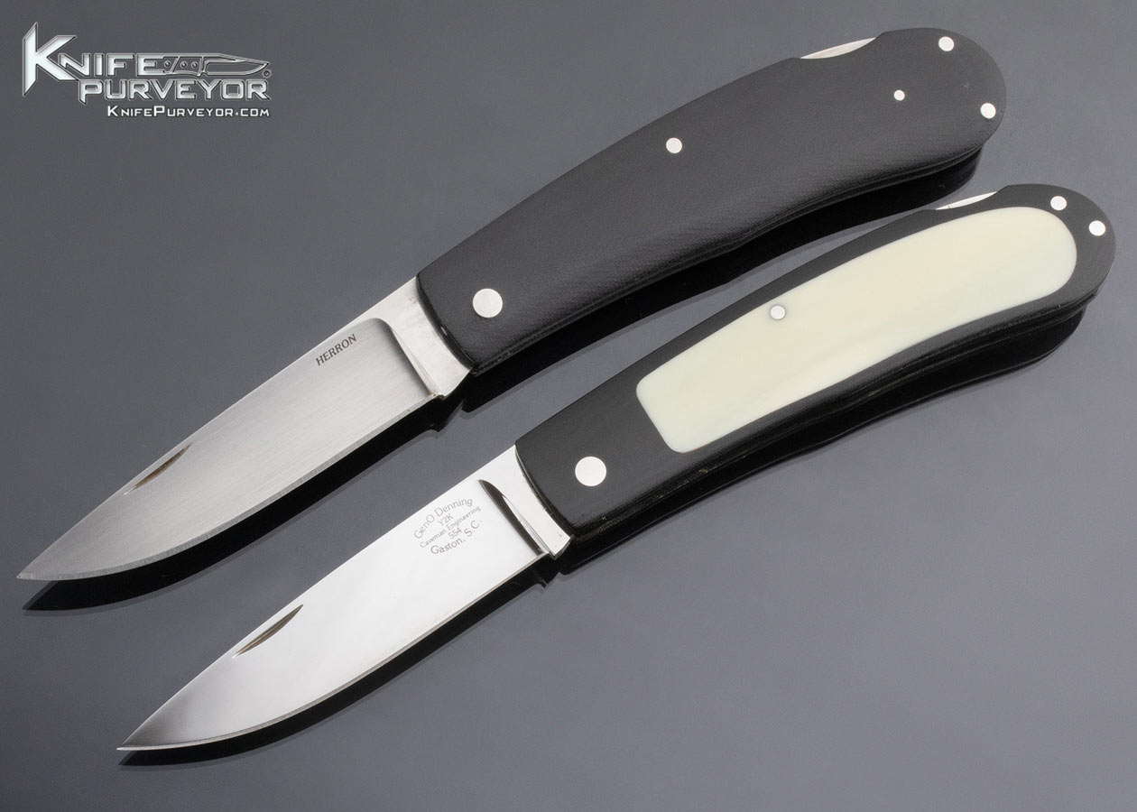 George Herron Custom Knife Geno Denning Master and Apprentice Lockback Folder Set 15026
